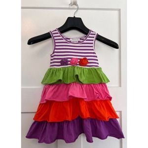 Bonnie Jean Baby Girls Dress Multicolor Striped Tiered Ruffles‎ Sleeveless 3T
